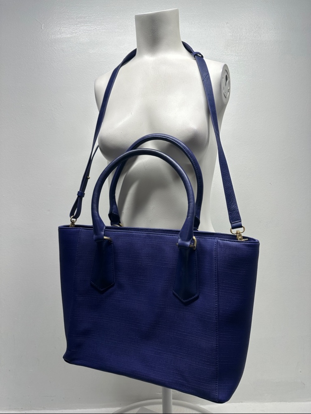 Dagne Dover Signature Tote Laptop Bag Legend Purse Vegan Leather Royal Blue